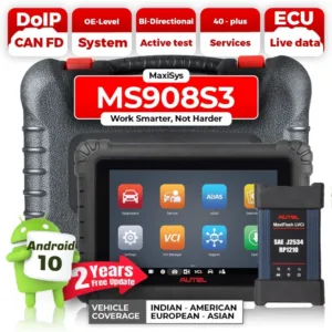 Professional Autel MaxiSYS MS908S3, J2534, DOIP, CanFD, with online programming, coding and 2 years updates included, 41 reset functions, FCA+gift 2 hours trained